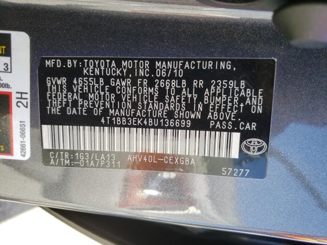 Photo 9 VIN: 4T1BB3EK4BU136699 - TOYOTA CAMRY HYBR 