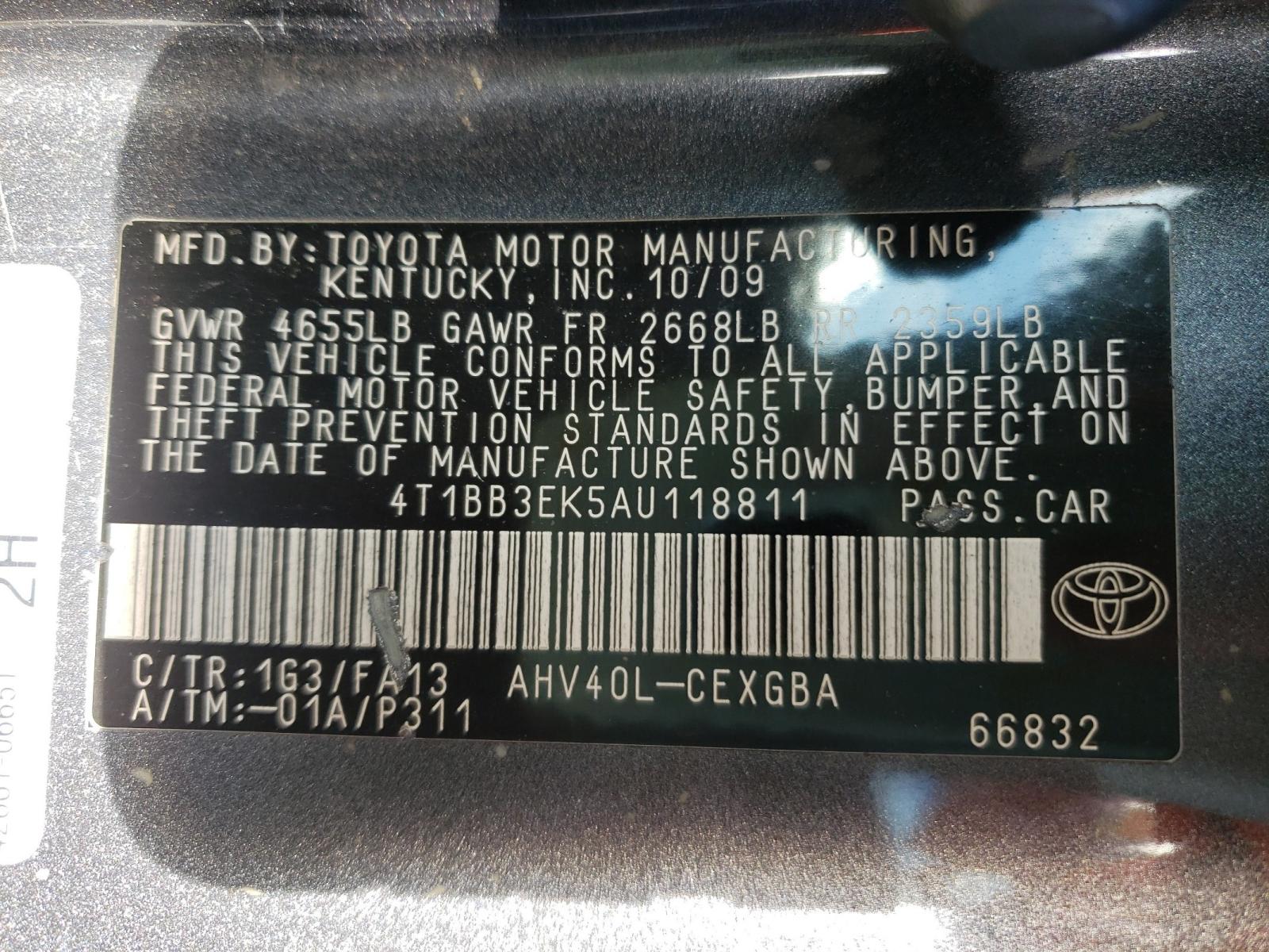 Photo 9 VIN: 4T1BB3EK5AU118811 - TOYOTA CAMRY HYBR 