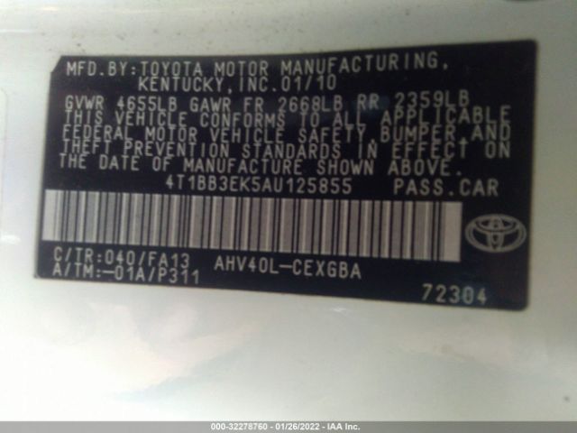 Photo 8 VIN: 4T1BB3EK5AU125855 - TOYOTA CAMRY HYBRID 