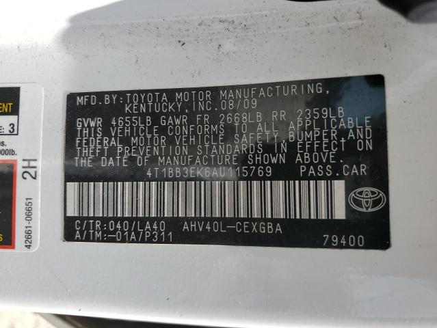 Photo 11 VIN: 4T1BB3EK6AU115769 - TOYOTA CAMRY HYBR 