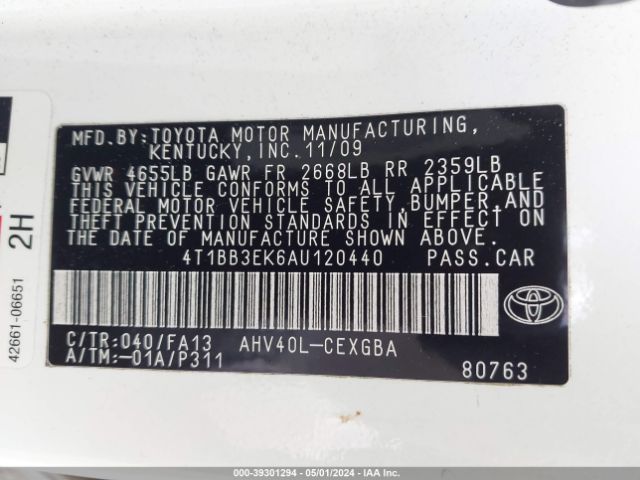 Photo 8 VIN: 4T1BB3EK6AU120440 - TOYOTA CAMRY HYBRID 