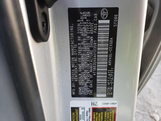 Photo 11 VIN: 4T1BB3EK6AU123581 - TOYOTA CAMRY HYBR 