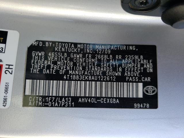 Photo 9 VIN: 4T1BB3EK8AU122612 - TOYOTA CAMRY HYBR 