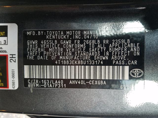 Photo 9 VIN: 4T1BB3EK8BU133174 - TOYOTA CAMRY HYBR 