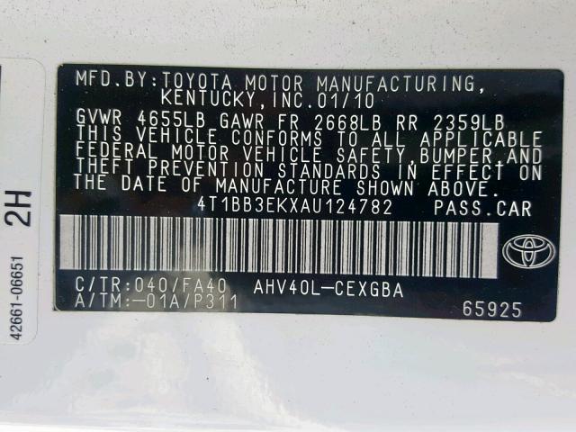 Photo 9 VIN: 4T1BB3EKXAU124782 - TOYOTA CAMRY HYBR 