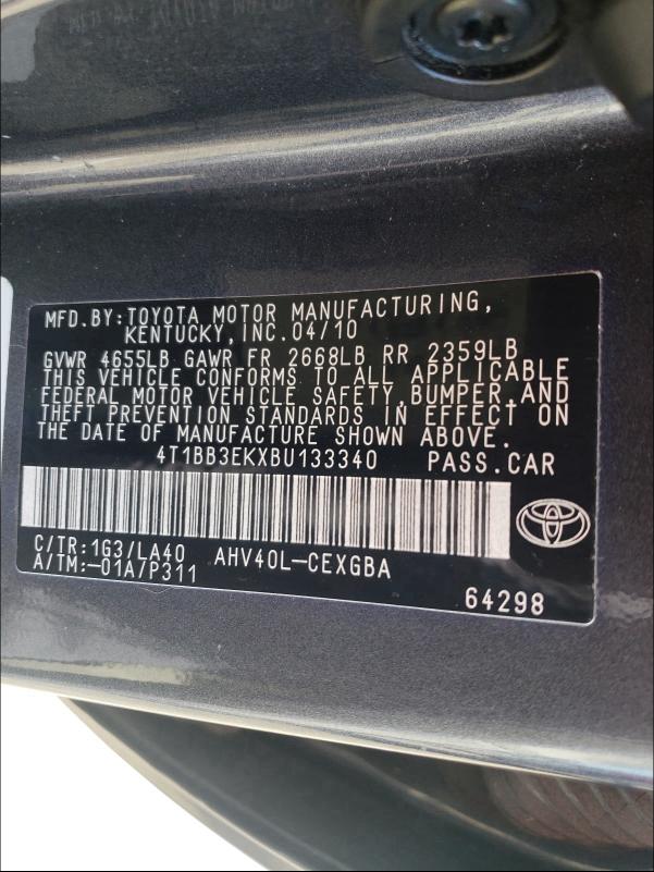 Photo 9 VIN: 4T1BB3EKXBU133340 - TOYOTA CAMRY HYBR 