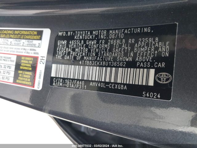 Photo 8 VIN: 4T1BB3EKXBU136562 - TOYOTA CAMRY HYBRID 