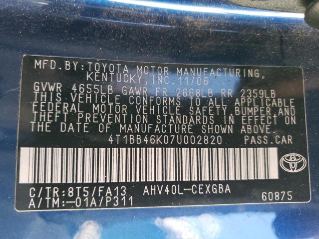 Photo 11 VIN: 4T1BB46K07U002820 - TOYOTA CAMRY HYBR 