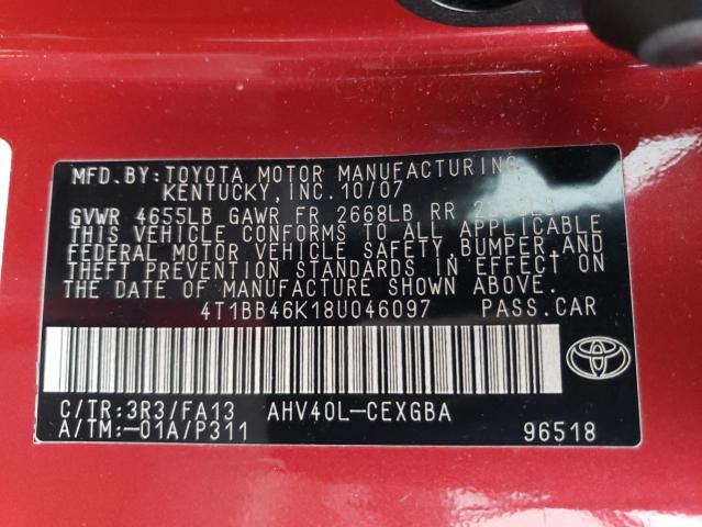 Photo 11 VIN: 4T1BB46K18U046097 - TOYOTA CAMRY HYBR 