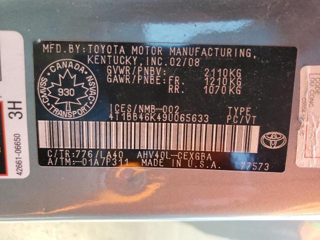 Photo 11 VIN: 4T1BB46K49U065633 - TOYOTA CAMRY HYBR 