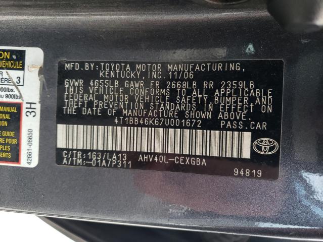 Photo 11 VIN: 4T1BB46K67U001672 - TOYOTA CAMRY 