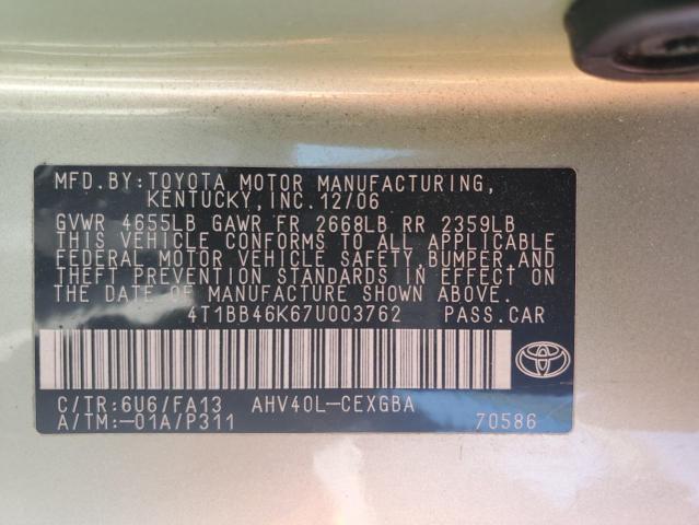 Photo 11 VIN: 4T1BB46K67U003762 - TOYOTA CAMRY HYBR 