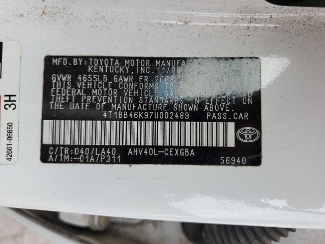 Photo 11 VIN: 4T1BB46K97U002489 - TOYOTA CAMRY HYBR 