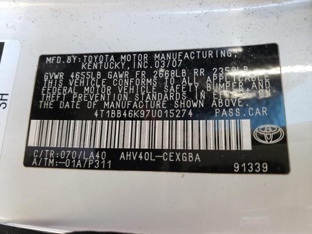 Photo 11 VIN: 4T1BB46K97U015274 - TOYOTA CAMRY HYBR 