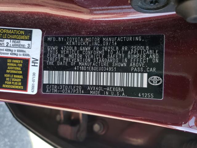 Photo 9 VIN: 4T1BD1EB0EU034951 - TOYOTA AVALON HYB 