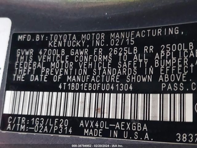 Photo 8 VIN: 4T1BD1EB0FU041304 - TOYOTA AVALON HYBRID 