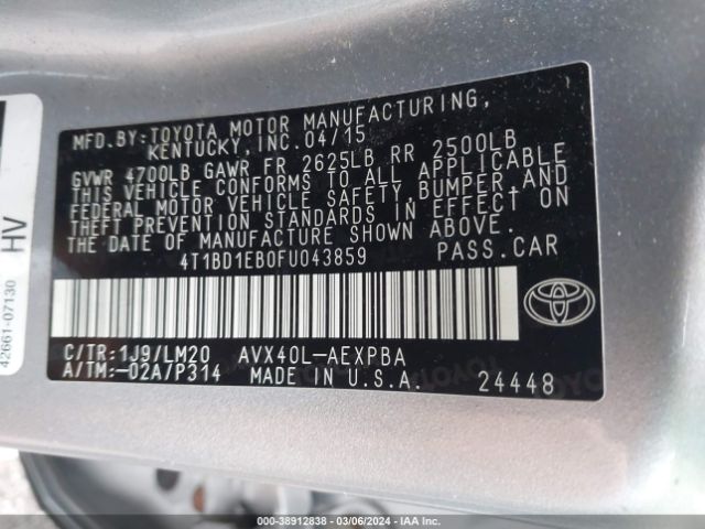 Photo 8 VIN: 4T1BD1EB0FU043859 - TOYOTA AVALON HYBRID 