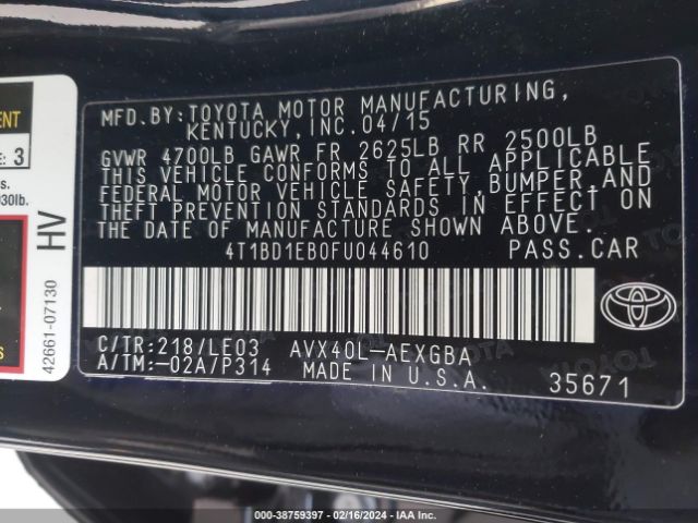 Photo 8 VIN: 4T1BD1EB0FU044610 - TOYOTA AVALON HYBRID 