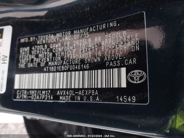 Photo 8 VIN: 4T1BD1EB0FU046146 - TOYOTA AVALON HYBRID 