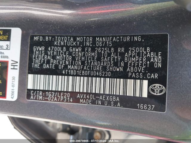 Photo 8 VIN: 4T1BD1EB0FU046230 - TOYOTA AVALON 