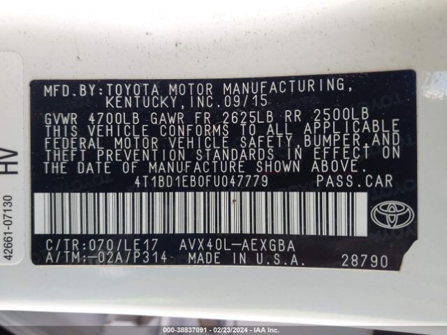 Photo 8 VIN: 4T1BD1EB0FU047779 - TOYOTA AVALON HYBRID 