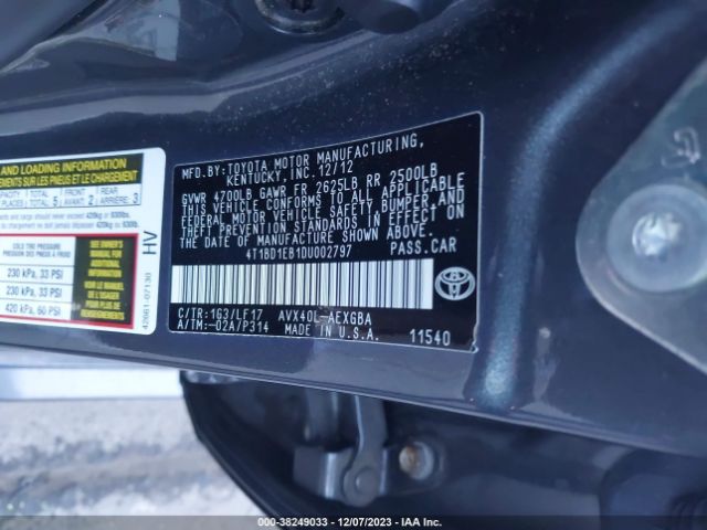 Photo 8 VIN: 4T1BD1EB1DU002797 - TOYOTA AVALON HYBRID 