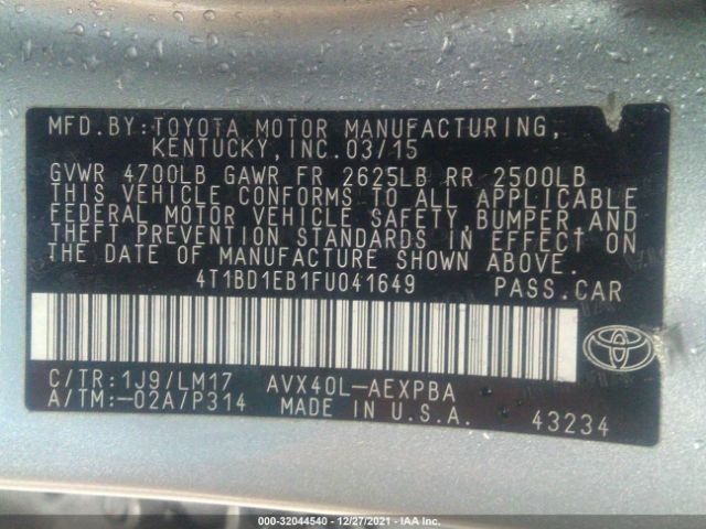 Photo 8 VIN: 4T1BD1EB1FU041649 - TOYOTA AVALON HYBRID 