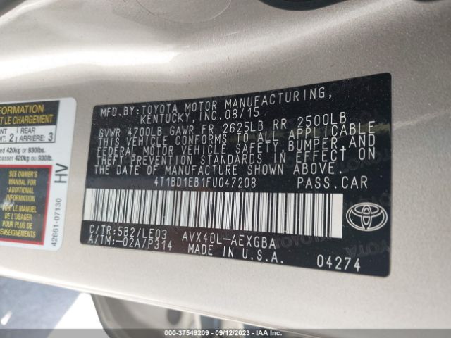 Photo 8 VIN: 4T1BD1EB1FU047208 - TOYOTA AVALON HYBRID LIMITED 