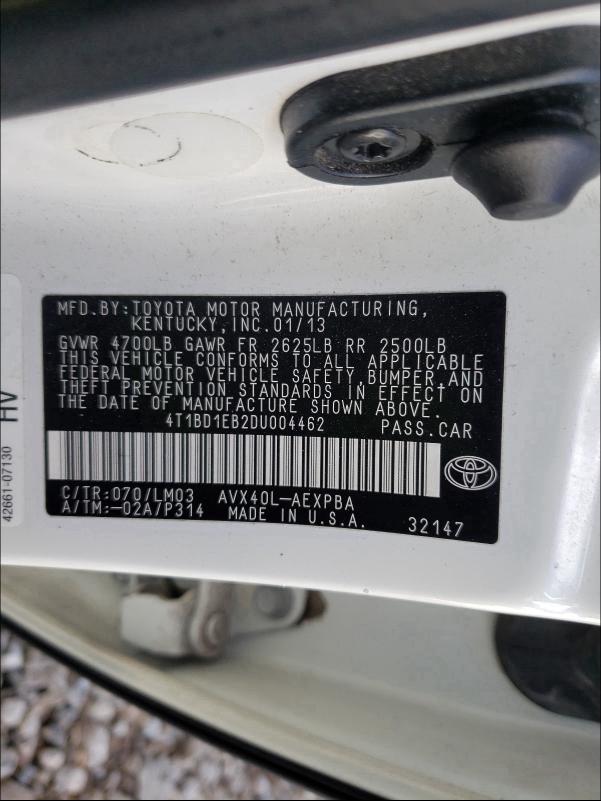 Photo 9 VIN: 4T1BD1EB2DU004462 - TOYOTA AVALON HYB 