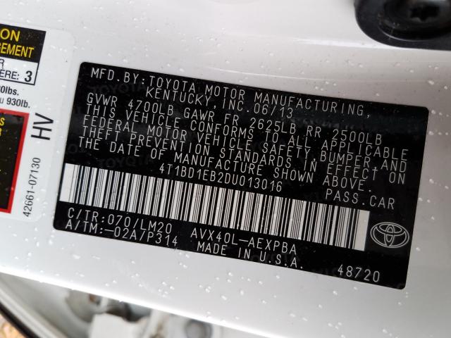 Photo 9 VIN: 4T1BD1EB2DU013016 - TOYOTA AVALON HYB 