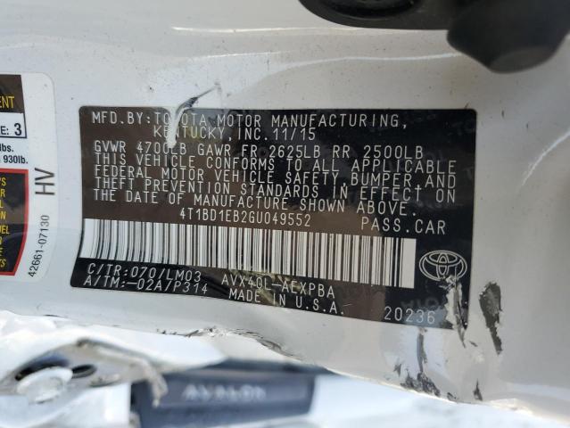 Photo 12 VIN: 4T1BD1EB2GU049552 - TOYOTA AVALON 