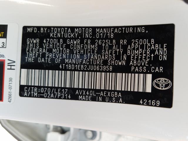 Photo 9 VIN: 4T1BD1EB2JU063958 - TOYOTA AVALON HYB 