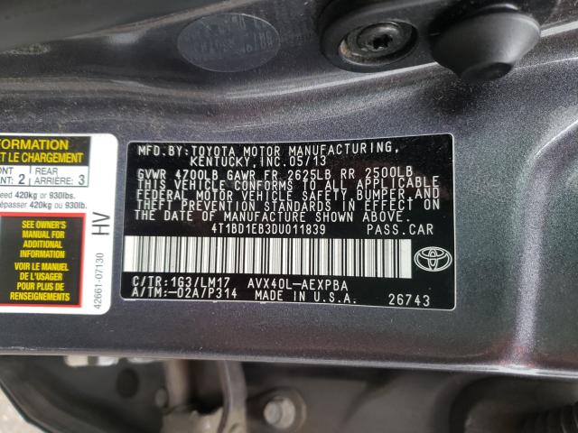 Photo 9 VIN: 4T1BD1EB3DU011839 - TOYOTA AVALON 