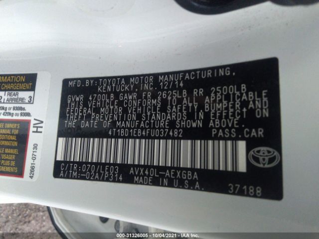 Photo 8 VIN: 4T1BD1EB4FU037482 - TOYOTA AVALON HYBRID LIMITED 