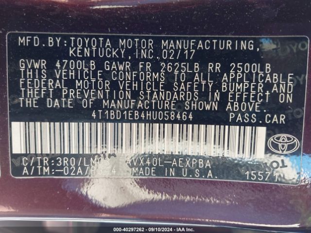 Photo 8 VIN: 4T1BD1EB4HU058464 - TOYOTA AVALON 