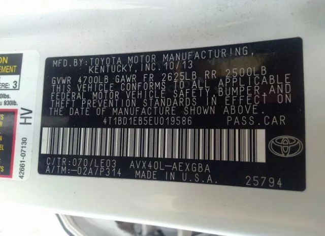 Photo 8 VIN: 4T1BD1EB5EU019586 - TOYOTA AVALON HYBRID 