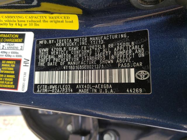 Photo 9 VIN: 4T1BD1EB5EU021371 - TOYOTA AVALON HYB 