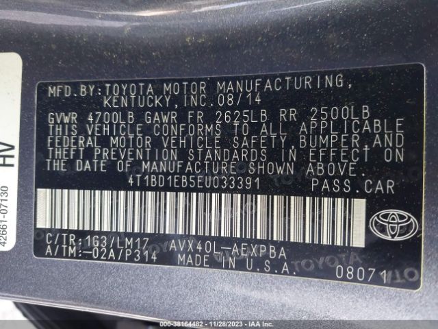 Photo 8 VIN: 4T1BD1EB5EU033391 - TOYOTA AVALON HYBRID 