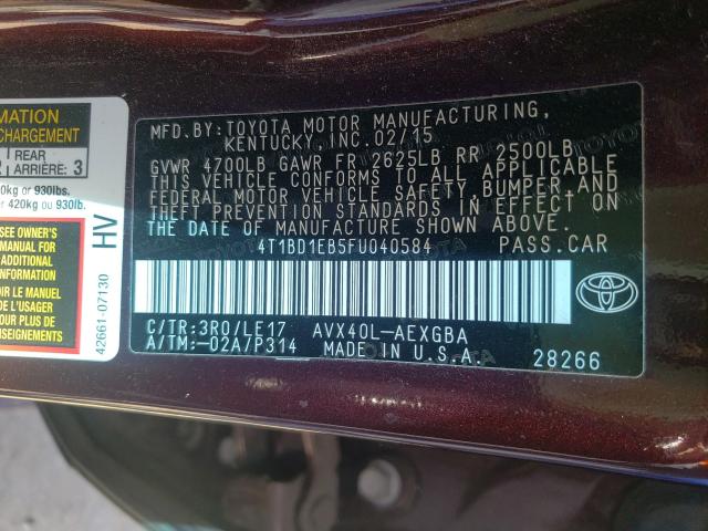 Photo 9 VIN: 4T1BD1EB5FU040584 - TOYOTA AVALON HYB 