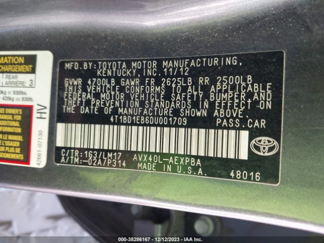 Photo 8 VIN: 4T1BD1EB6DU001709 - TOYOTA AVALON HYBRID 