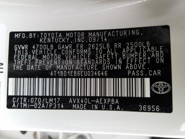 Photo 9 VIN: 4T1BD1EB6EU034646 - TOYOTA AVALON HYB 