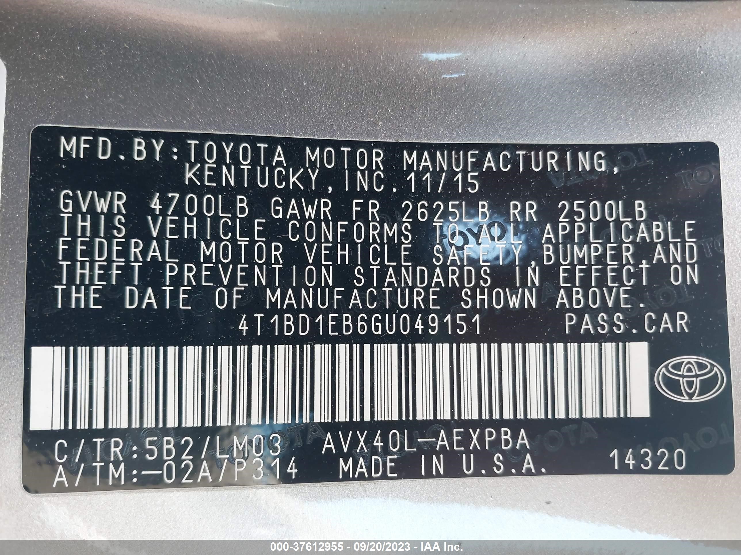 Photo 7 VIN: 4T1BD1EB6GU049151 - TOYOTA AVALON 