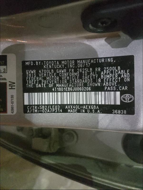 Photo 9 VIN: 4T1BD1EB6JU060206 - TOYOTA AVALON HYB 