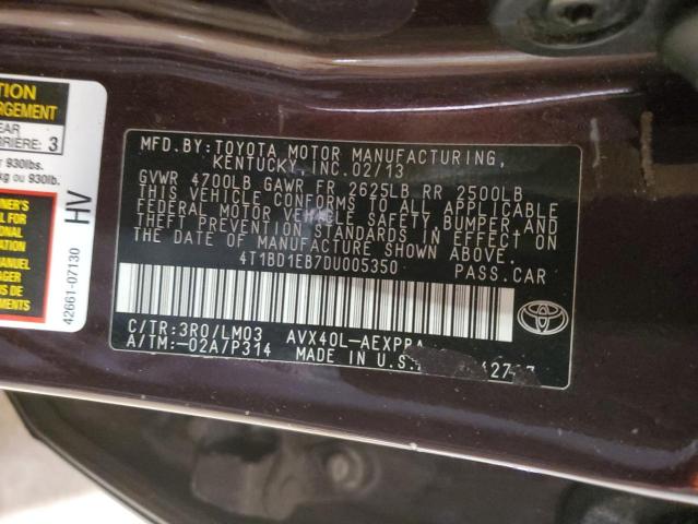 Photo 11 VIN: 4T1BD1EB7DU005350 - TOYOTA AVALON HYB 