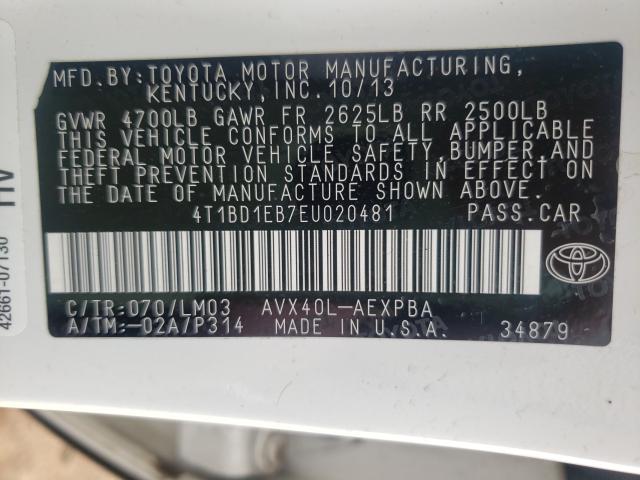 Photo 9 VIN: 4T1BD1EB7EU020481 - TOYOTA AVALON HYBRID 