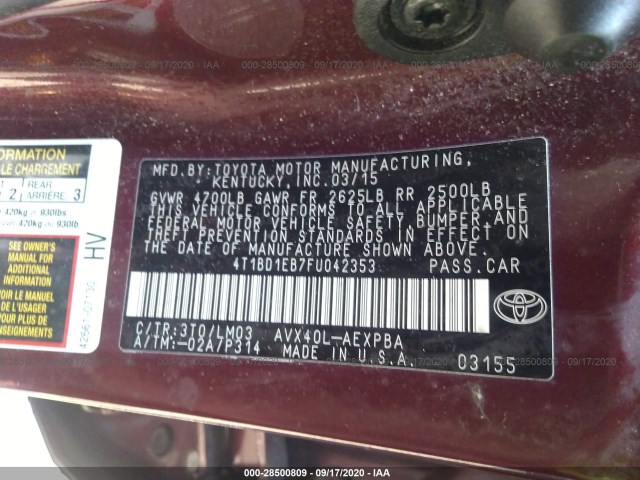 Photo 8 VIN: 4T1BD1EB7FU042353 - TOYOTA AVALON 