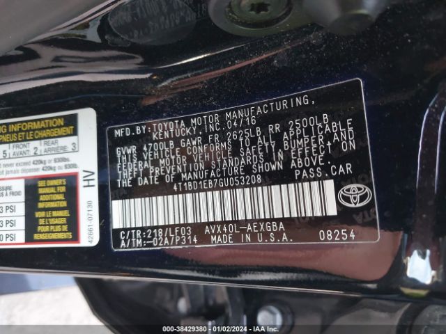 Photo 8 VIN: 4T1BD1EB7GU053208 - TOYOTA AVALON 