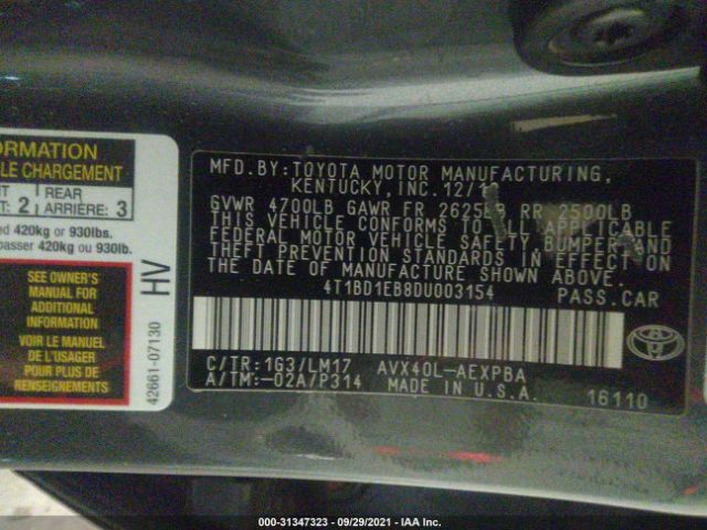 Photo 8 VIN: 4T1BD1EB8DU003154 - TOYOTA AVALON HYBRID 