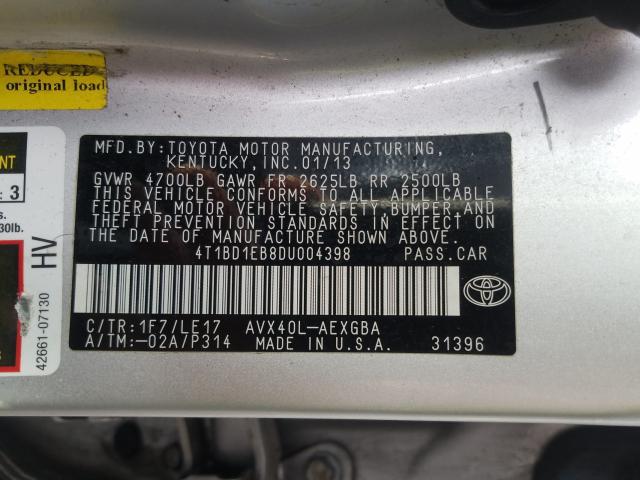 Photo 9 VIN: 4T1BD1EB8DU004398 - TOYOTA AVALON HYB 