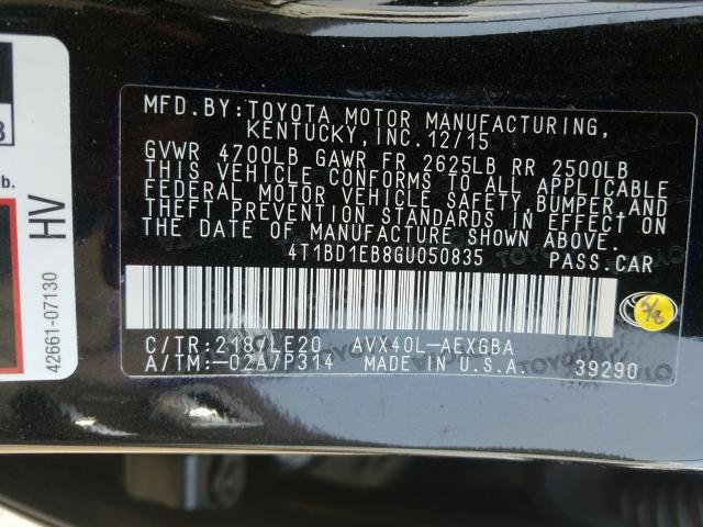 Photo 9 VIN: 4T1BD1EB8GU050835 - TOYOTA AVALON HYB 